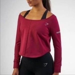 Burgundy/Red gym shark top